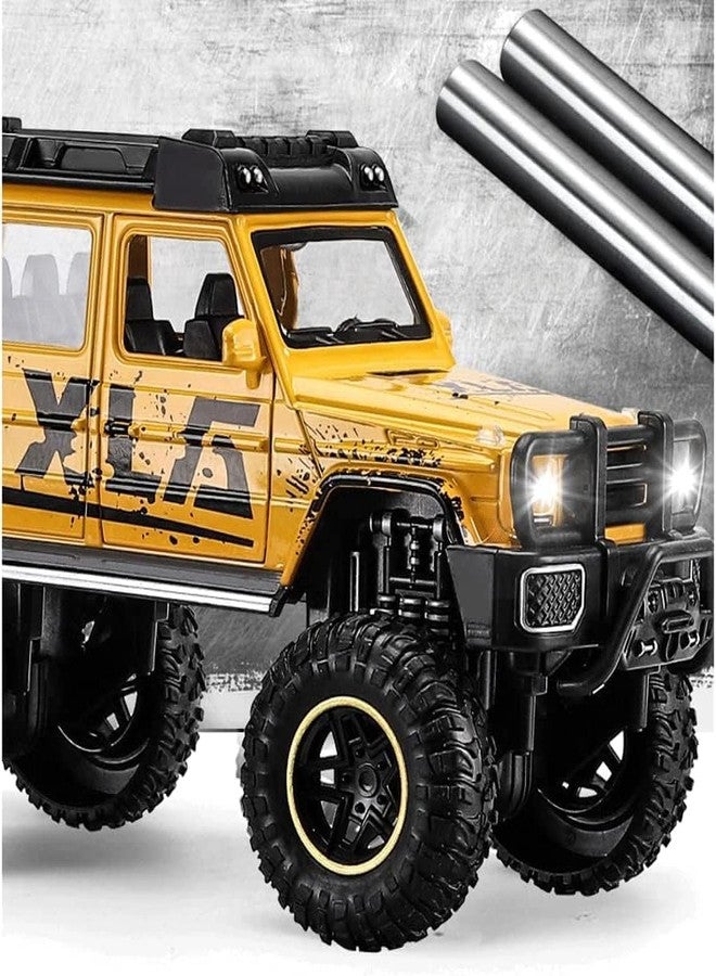 PEZYOX Exclusive Alloy Metal Pull Back Die-cast Car Model with Sound Light Mini Auto Toy for Kids Metal Model Toy Car with Sound and Light (1.24 Scale Brabus XLG - Yellow) - Image 4